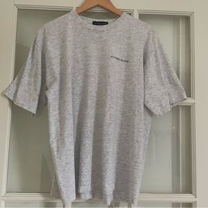 Alfred Sung Collection grey brand name logo short sleeve 100% cotton t-shirt M